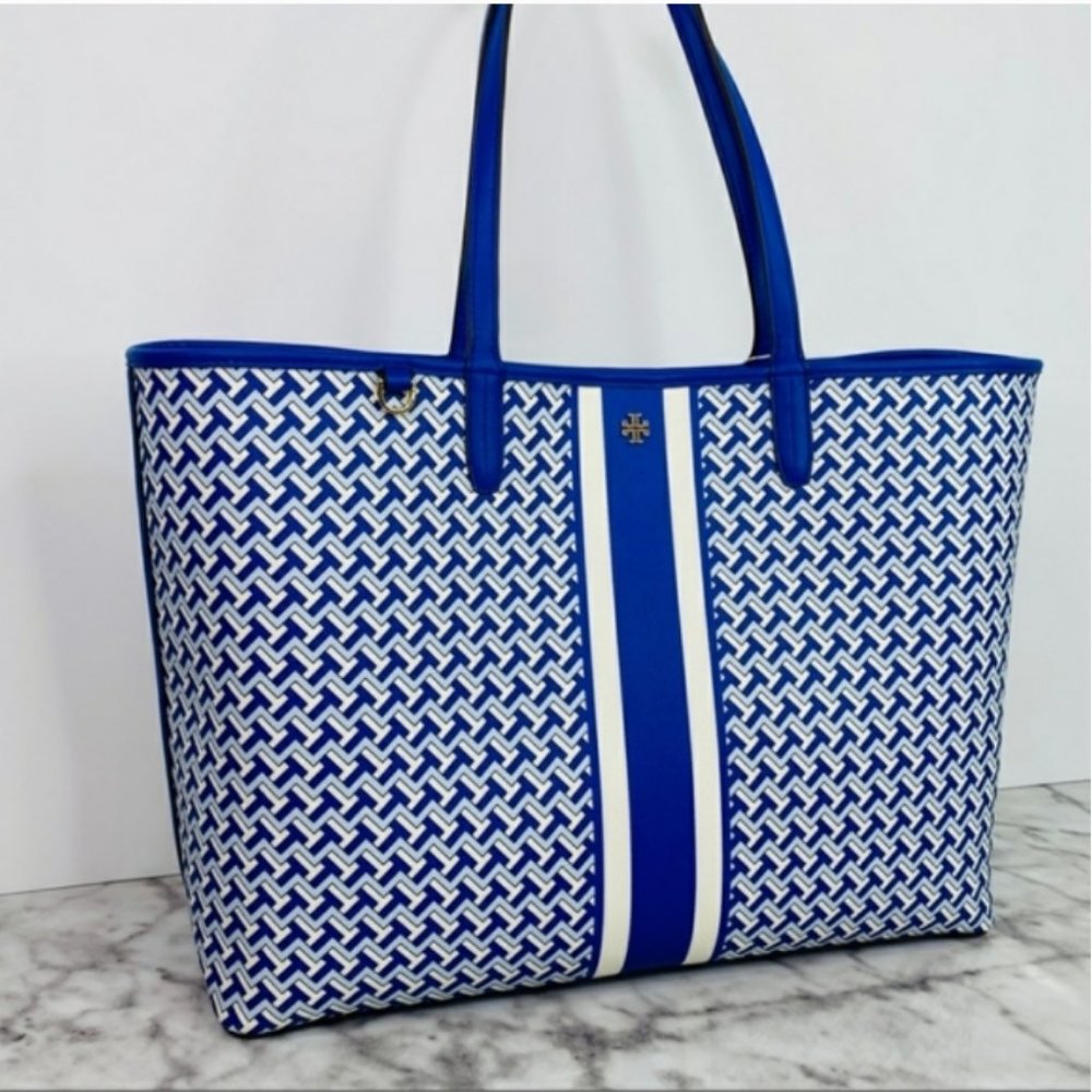 Tory Burch T Zag Tote Blue NWT - Picture 3 of 9